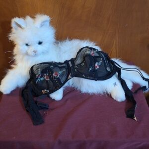 Delicates Black Floral Embroidered Bra